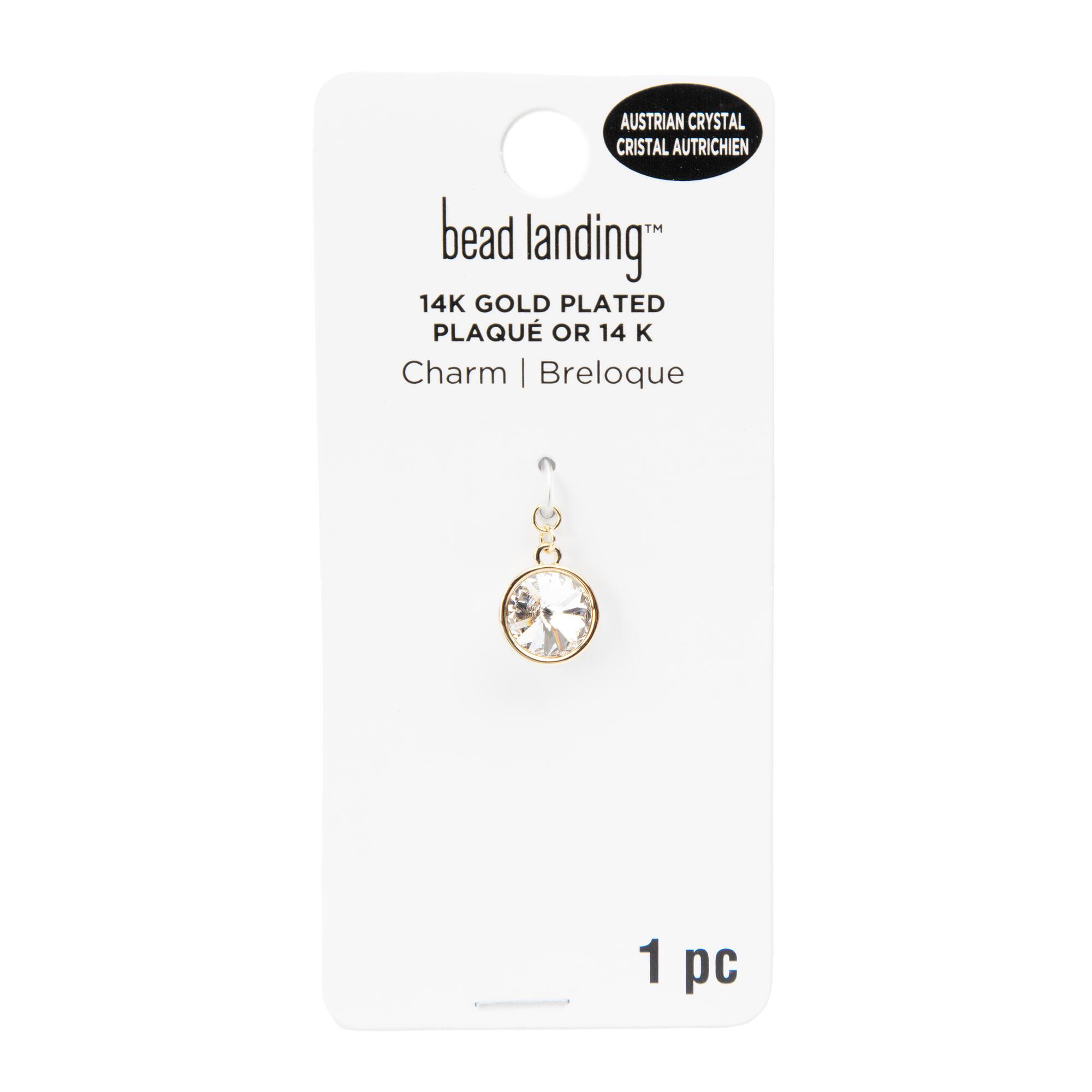 12 Pack: 14K Gold Plated Clear Austrian Crystal Rivoli Cut Charm by Bead Landing™